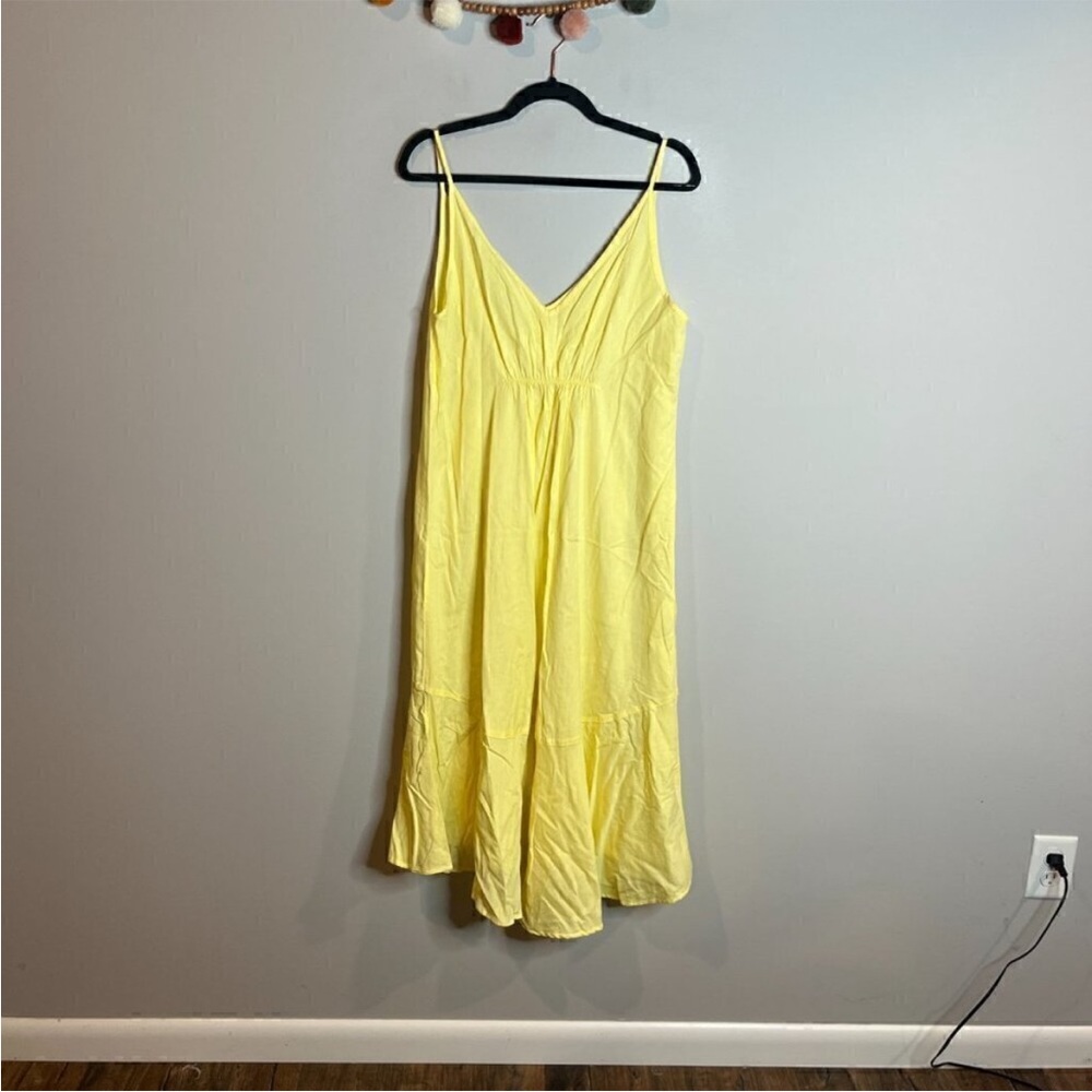 New Mango yellow linen blend midi dress - Picture 5 of 5